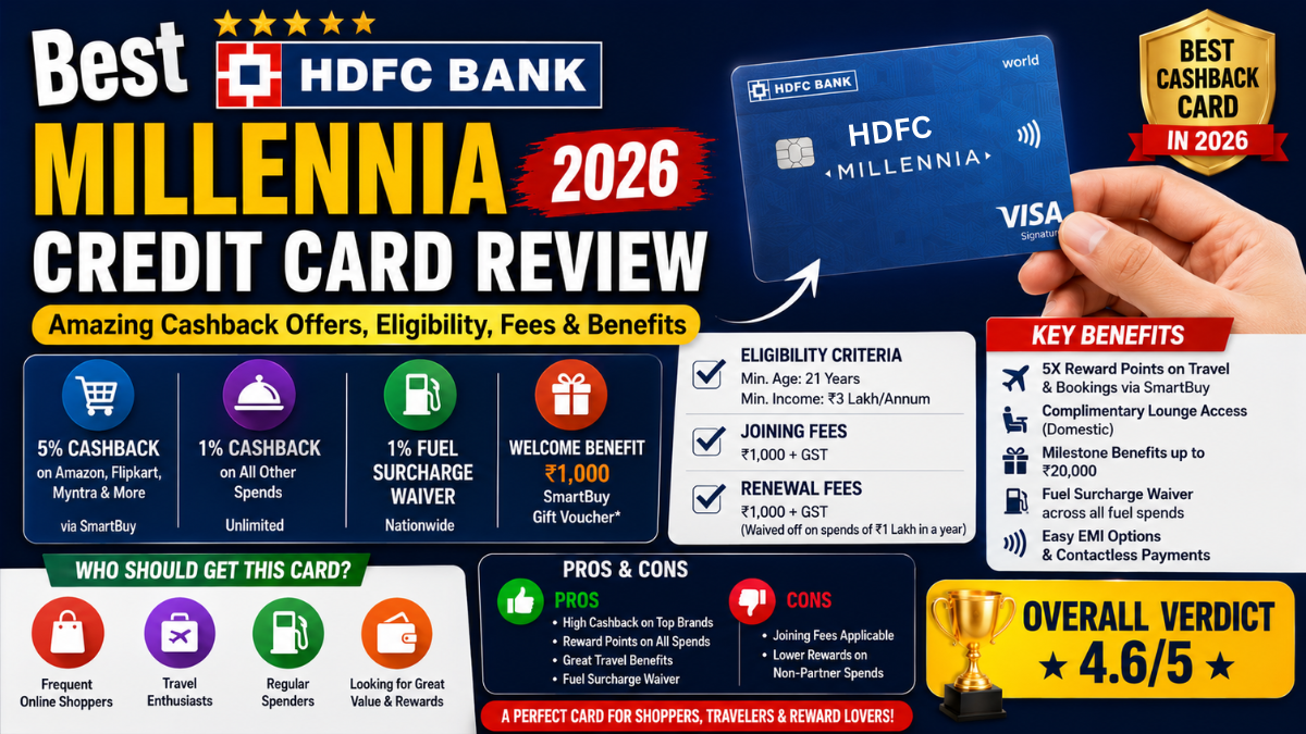 Best HDFC Bank Millennia Credit Card Review 2026: Amazing Cashback Offers, Eligibility, Fees & Benefits