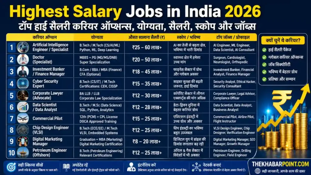 Highest salary Jobs in India 2026