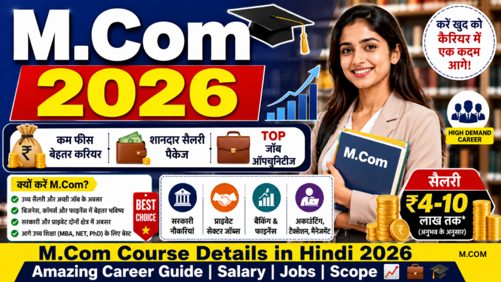 M.Com Course Details in Hindi 2026: Amazing Career Guide, Fees, Salary & Top Opportunities